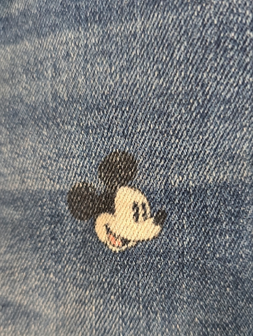 Disney Shorts Womens Size 7 Blue Mickey Print Button-fly Denim Cute - Picture 3 of 12